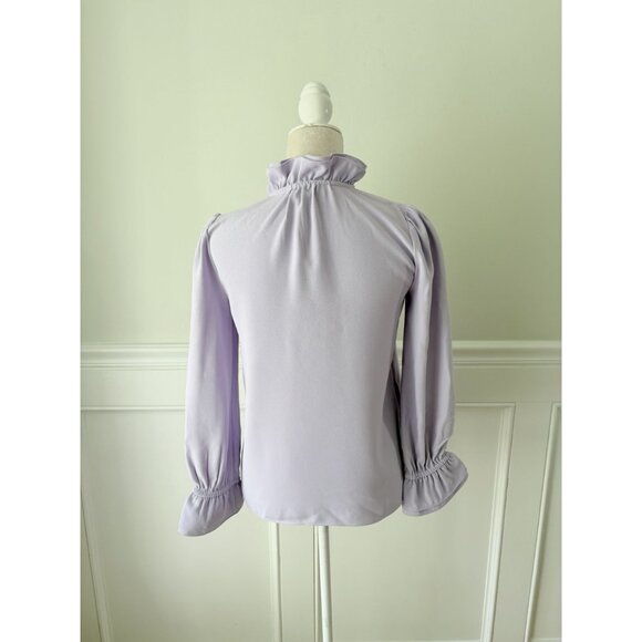 J. Crew Ruffleneck Top in 365 Crepe NWT Lavender XS - Picture 5 of 7
